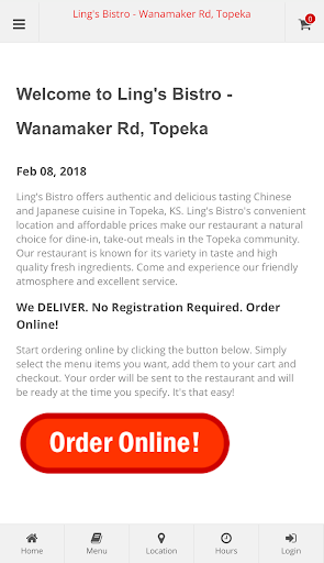 Android application Ling's Bistro Topeka Ordering screenshort