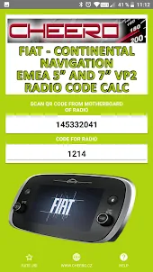 RADIO CODE for FIAT EMEA VP2