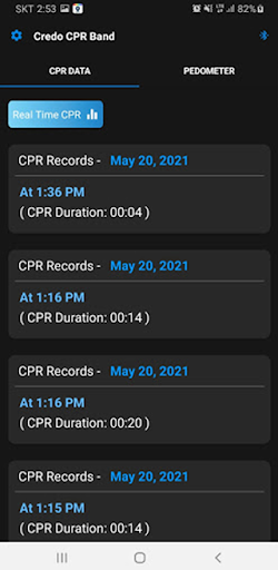 Android application CPRBAND for Medical Test screenshort