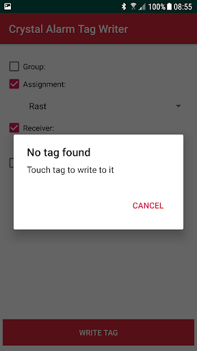 Crystal Alarm Tag Writer Screen 3