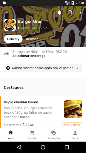 Android application Burger One screenshort