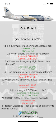 Embraer E175 Pilot Study App Screen 2