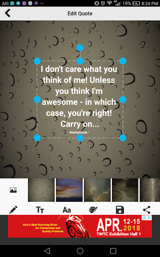 I Dont Care Quotes Screen 3
