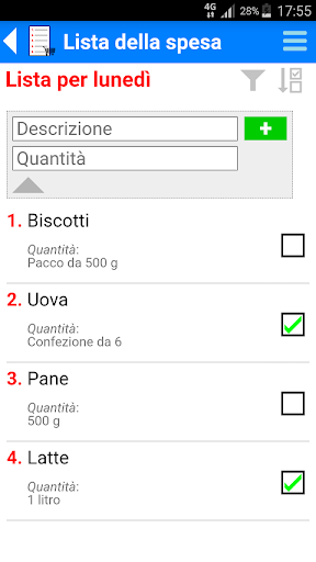 Lista della spesa Screen 2