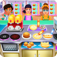 Fast Food Chef Cooking and Serving