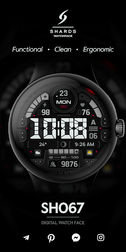 Android application SH067 Watch Face, WearOS watch screenshort