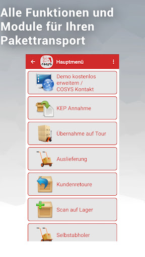Android application COSYS Pakettransport screenshort