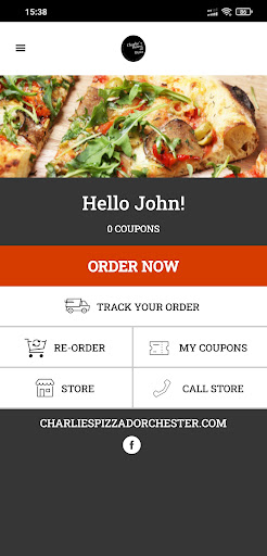 Android application Charlie's Pizza screenshort