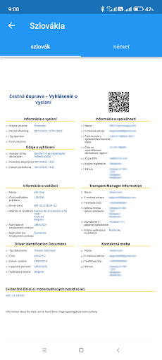 IMI Posting declaration Screen 2