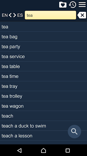 Android application English Spanish Dictionary screenshort