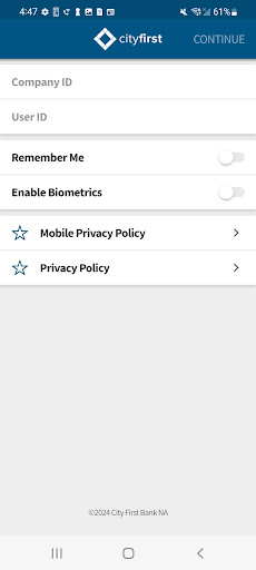 Android application CityFirst Bank NA Mobile screenshort