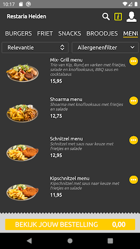 Restaria Bestelapp Screen 2