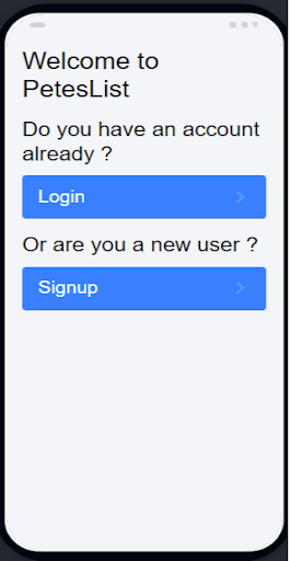 Android application PetesList screenshort