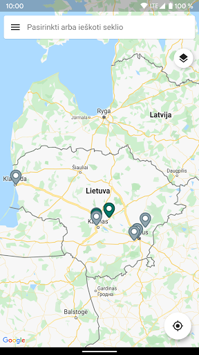 Android application seklys.lt GPS screenshort
