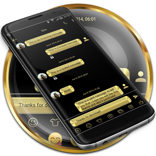 SMS Messages Metallic Gold  Icon