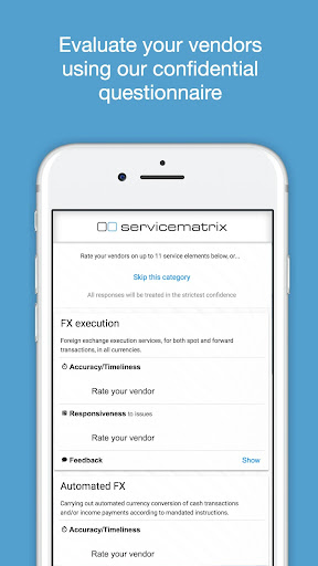 Android application Service Matrix screenshort
