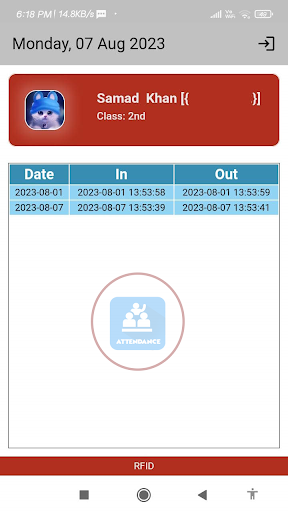 RFID Attendance Screen 2
