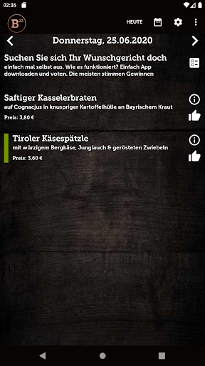 Android application al dente Speisepläne screenshort