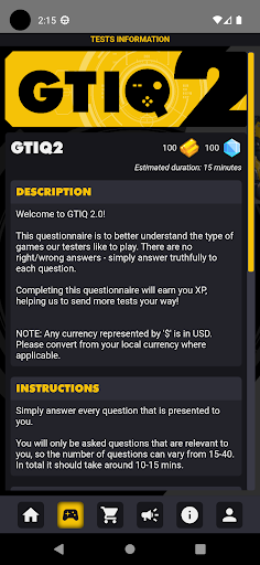 Game Tester Screen 3