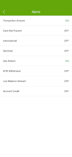 SCU Debit Card Controls Screen 3
