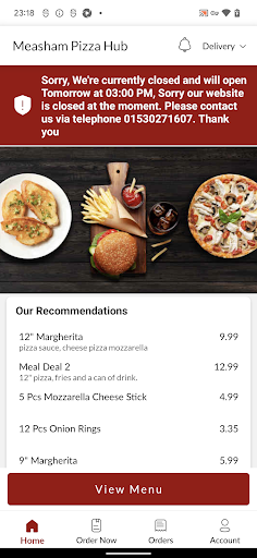 Measham Pizza Hub Screen 2