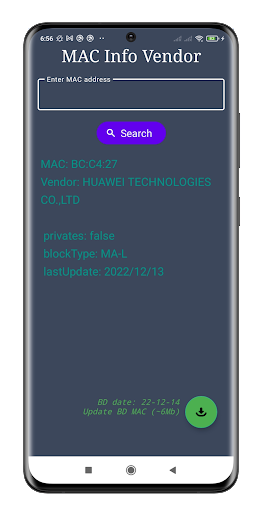 MAC address and manufacturer Screen 3