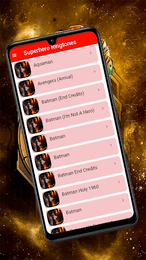 Android application Superhero ringtones screenshort