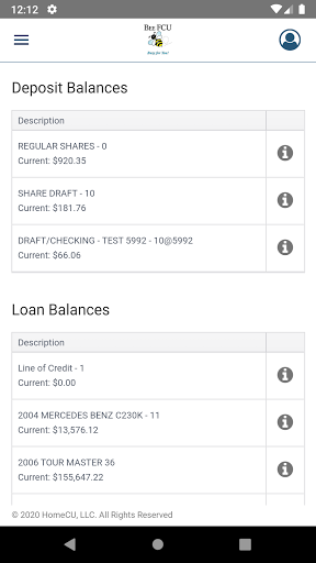 BEEFCU Mobile Banking Screen 2