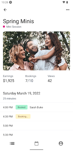 Android application Session - Booking screenshort
