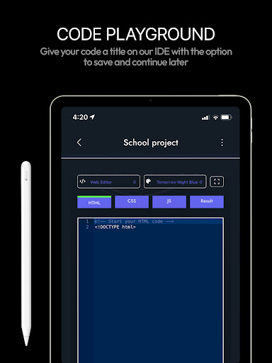 aptLearn CodePen IDE Screenshot 3 - AppWisp.com