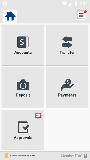 First State Bank Mobile Biz Screen 3