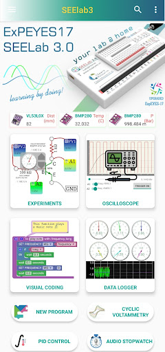 Android application SEELab|ExpEYES17 Your Lab@Home screenshort