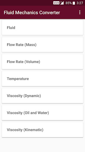 Android application Fluid Mechanics Converter screenshort