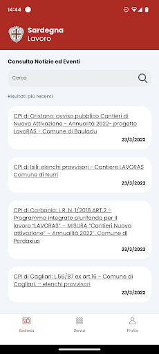 Android application SardegnaLavoro screenshort