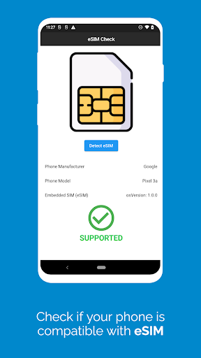 Android application eSIM Compatible Phone Checker screenshort