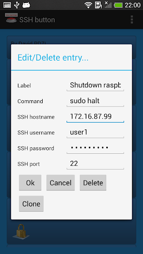 SSH button Screen 3