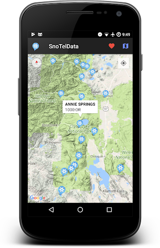Android application SnoTel Mapper screenshort