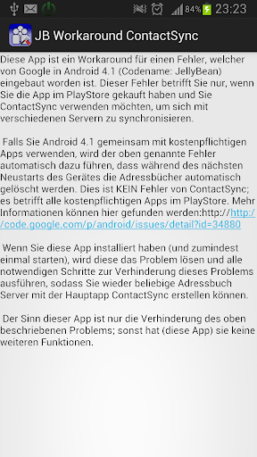 Android application JB Workaround for ContactSync screenshort