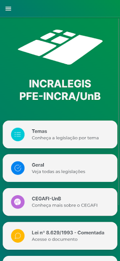 Android application INCRALEGIS PFE-INCRA/ UnB screenshort