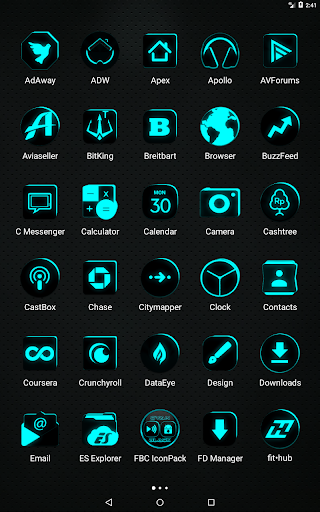 Flat Black and Cyan Icon Pack