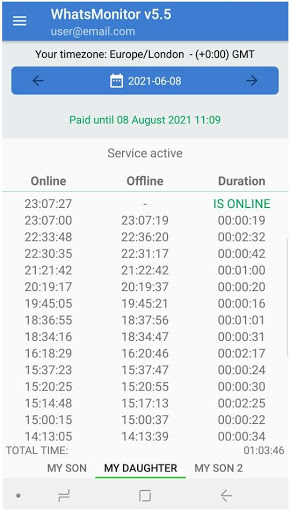 Android application WhatsMonitor Online screenshort
