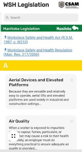 Android application The CSAM App screenshort