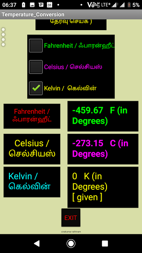 Temperature conversion