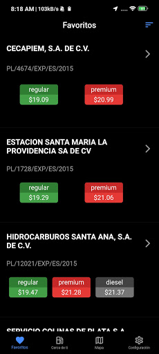 Android application Gas Mex - Gasolina barata screenshort