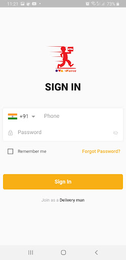 Android application OVA - Delivery Partner App screenshort