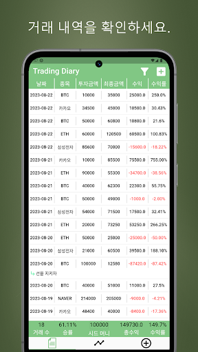 Android application 매매 일지 - 코인, 주식, 분석 screenshort
