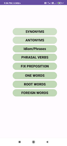 Android application unique vocabulary screenshort