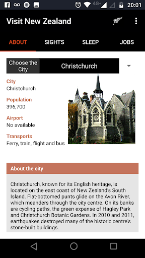 Android application Visit New Zealand screenshort