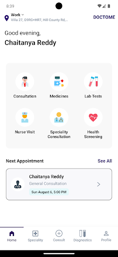 Android application Doctome - Doctor At Doorstep screenshort