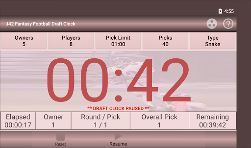 Android application J42 Fantasy Draft Clock screenshort